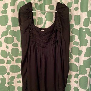 Abercrombie Long Sleeve Black Ruched Babydoll Mini Dress L Tall Large Tall